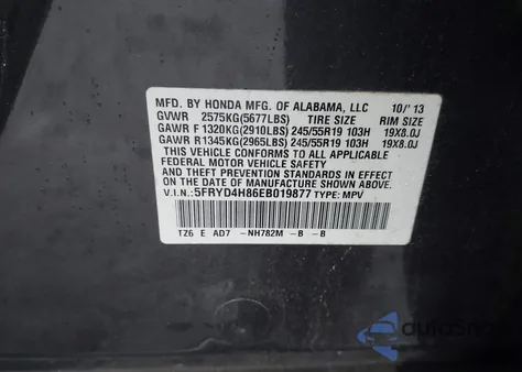 2014 Acura Mdx Advance Pkg W/Entertainment Pkg from USA, damaged, VIN 5FRYD4H86EB019877